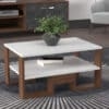 Eleganter Couchtisch in Weiß-Nussbaum