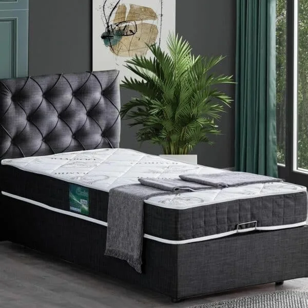 Boxspringbett-Set |  90x200 cm | Anthrazit & Grau