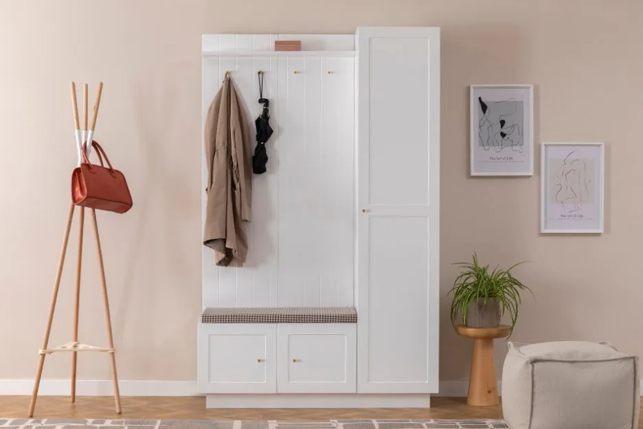 Midi-Garderobe mit Kissen | Weiß