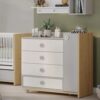 Elegante Kommode in Weiß-Grau mit Holzdekor
