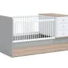 Mitwachsendes Babybett mit Wickelkommode - 80 x 130 -180 cm