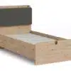 Naturholz Jugendbett mit Stauraum und Polsterkopfteil – 100x200 cm