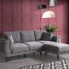 Ecksofa in Grau – Stoffbezug, 85 cm Sitztiefe, mit Kissen
