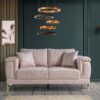 Zweisitzer Sofa Rosé – Ergonomisch, mit Goldfüßen & Kissen