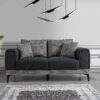 Zweisitzer Sofa Anthrazit – Strukturbezug, Muster, inkl. Kissen