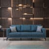 Bequemes 3-Sitzer Sofa Blau – Mit Kissen