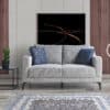 Sofa für 2 Personen – Lichtgrau, Stoffbezug, Kissen, 155 cm