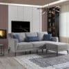 Ecksofa Lichtgrau – Stoffbezug, ergonomisch gepolstert, inkl. Kissen