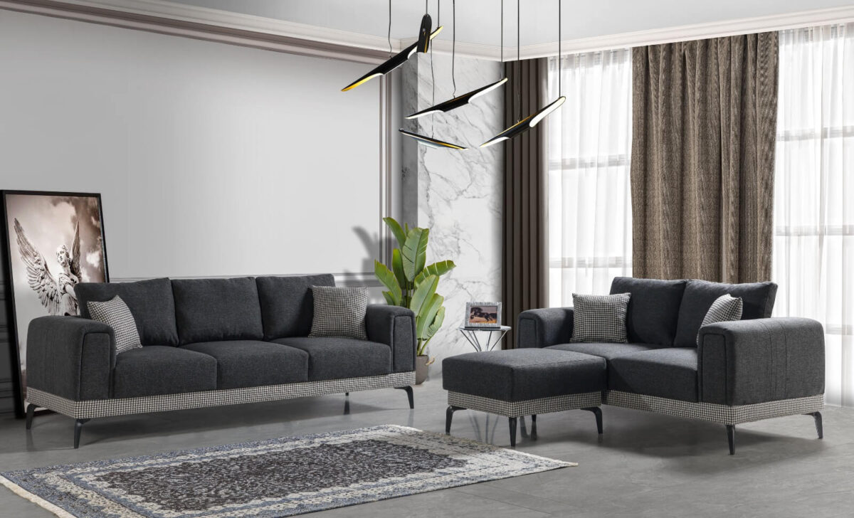 Sofa Set: 3-Sitzer, 2-Sitzer, 1-Sitzer, Pouf für Ihr Heim – Bild 7