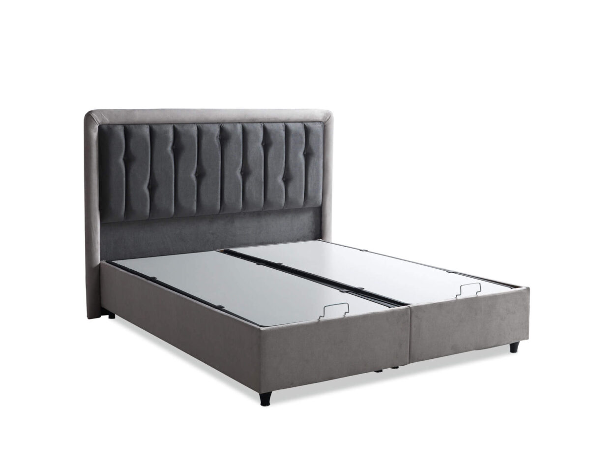 Komfortbett mit Stauraum und stilvollem Kopfteil