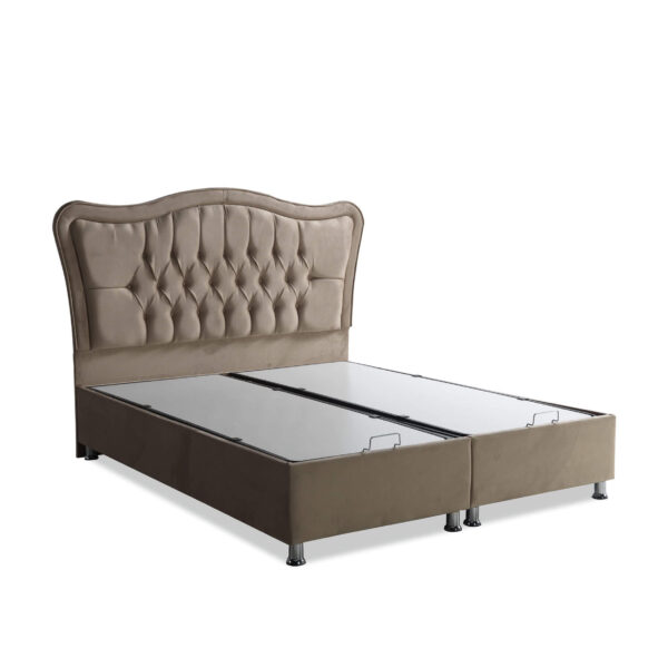 Bett mit Stauraum und geschwungenem Kopfteil