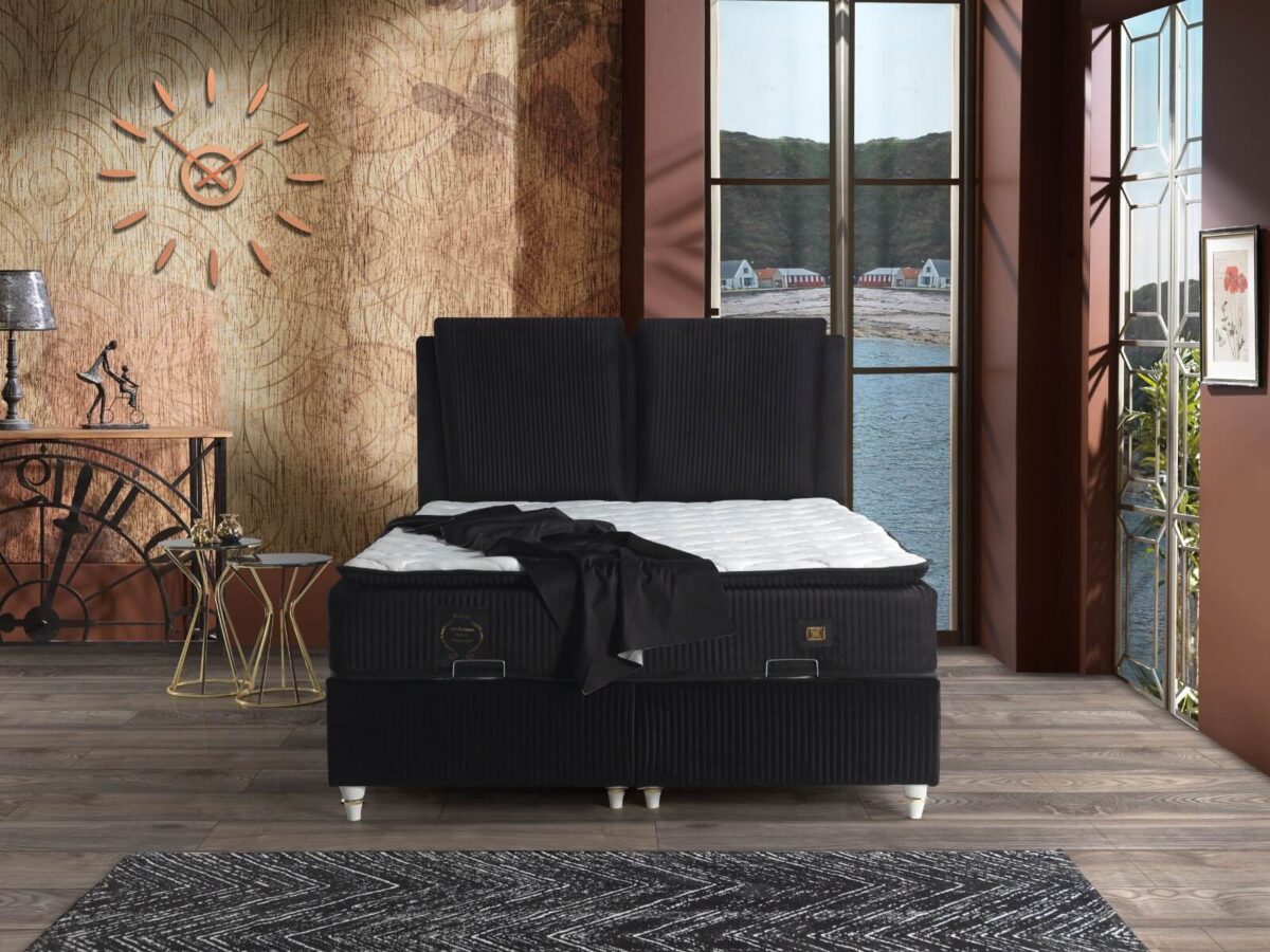 Boxspringbett mit Stauraum und Kopfteil – Bild 4
