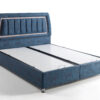 Boxspringbett mit Stauraum und Polsterkopfteil in Blau