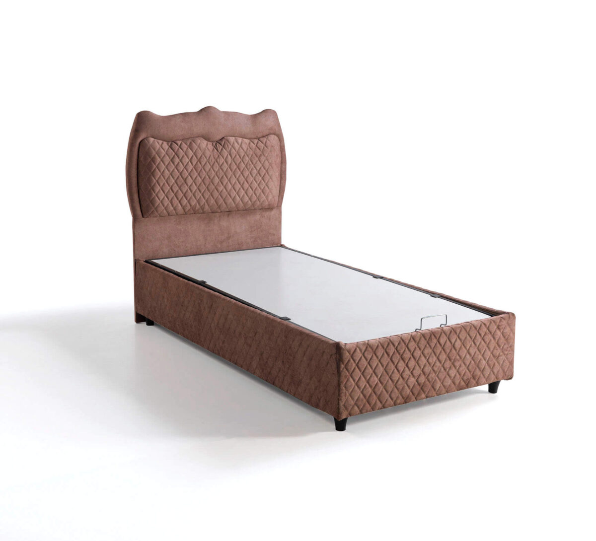 Einzelbett mit Stauraum und Steppkopfteil - 90x190 cm