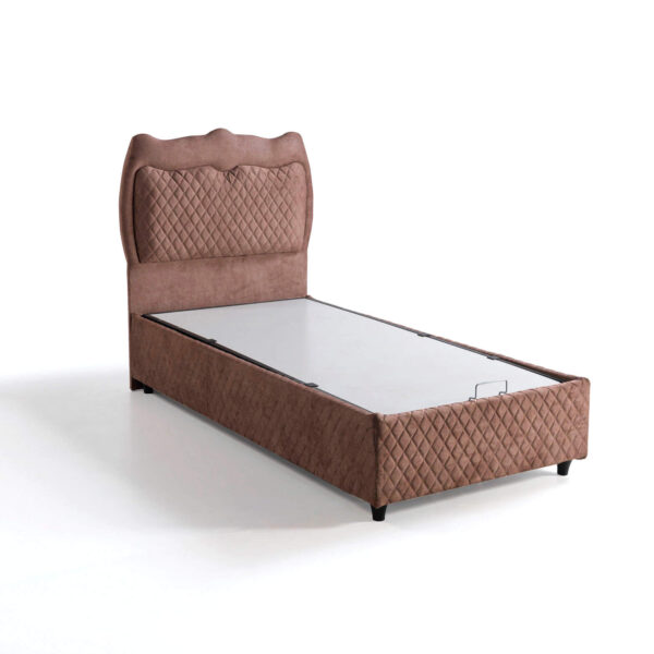 Einzelbett mit Stauraum und Steppkopfteil - 90x190 cm