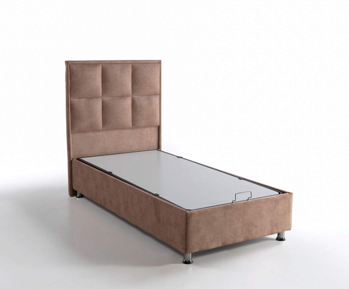 Komfort Einzelbett mit Kopfteil und Bettkasten - 90x190 cm