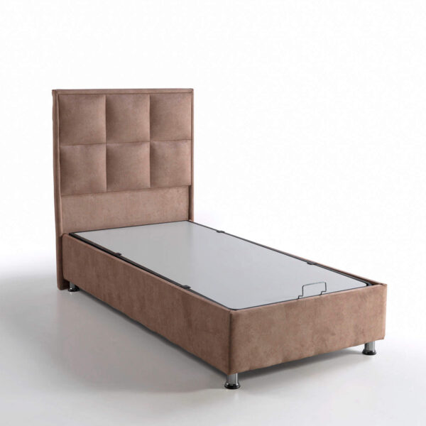 Komfort Einzelbett mit Kopfteil und Bettkasten - 90x190 cm