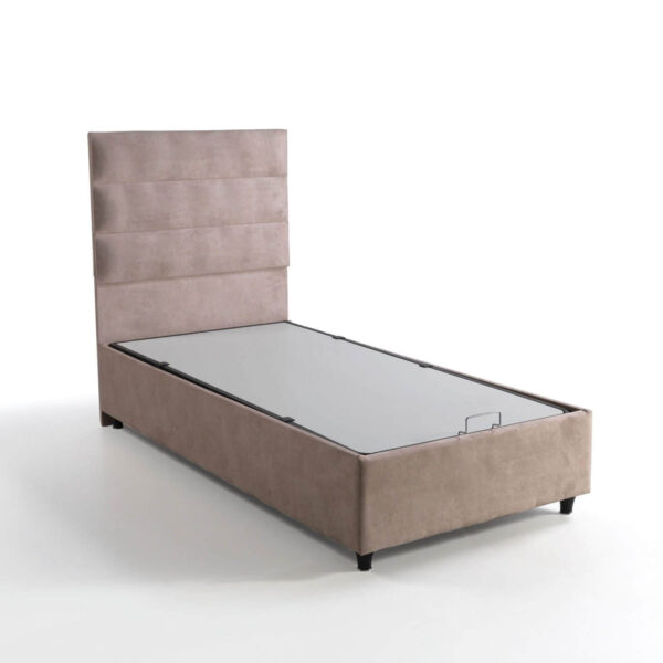 Komfort Einzelbett mit Stauraum und modernem Kopfteil – 90x190 cm