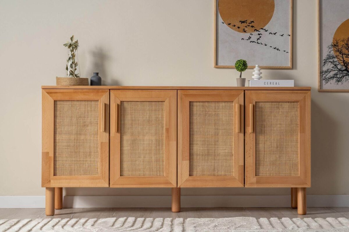 Design-Sideboard aus Holz – 4-Türig