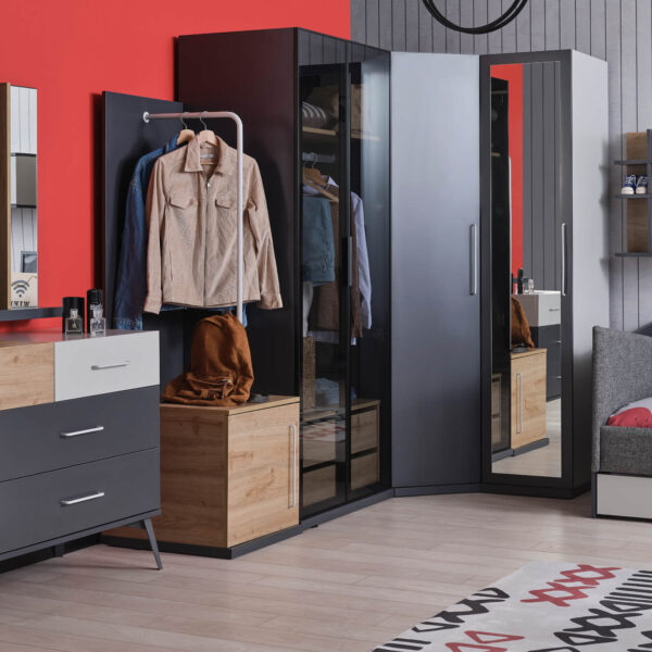 Kupa HARVEY Eckkleiderschrank mit Glastüren