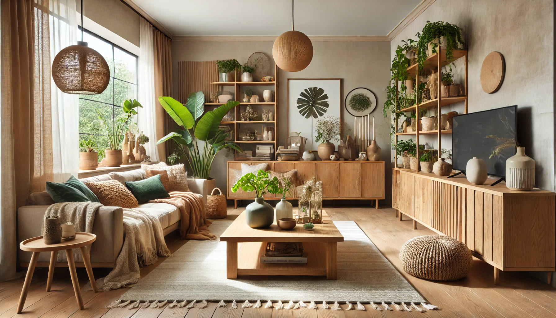 Wohnzimmer im Naturlook einrichten Ideen mit Holz & Stil