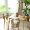 Kinder Tisch- und Stuhl-Set aus Holz -Montessori Design „Hirsch“ (1 Tisch + 1 Stuhl, ab 2–6 Jahre)
