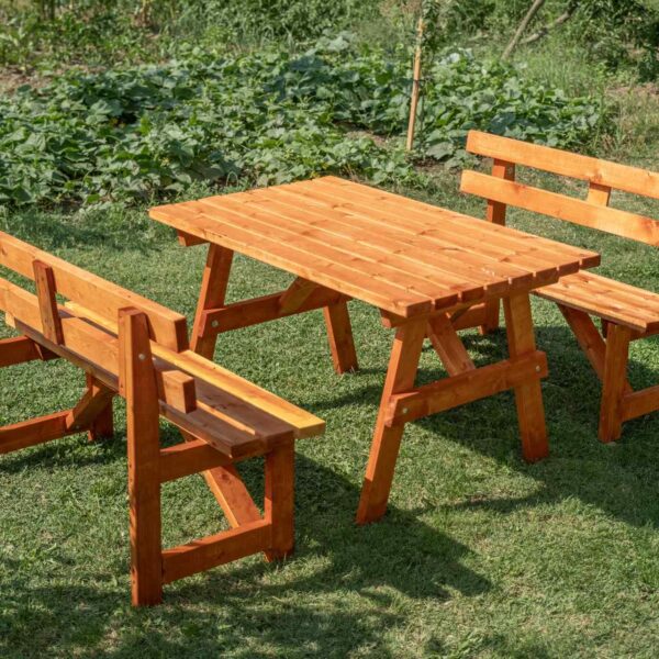 Massivholz Sitzbank-Tischset – 6 Personen