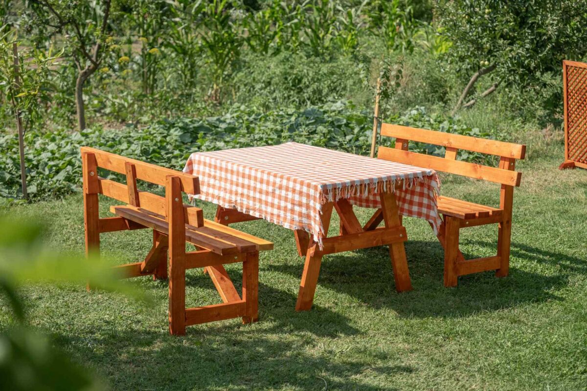Massivholz Sitzbank-Tischset – 6 Personen – Bild 3