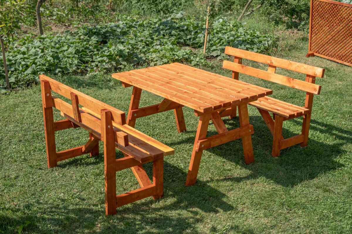 Massivholz Sitzbank-Tischset – 8 Personen