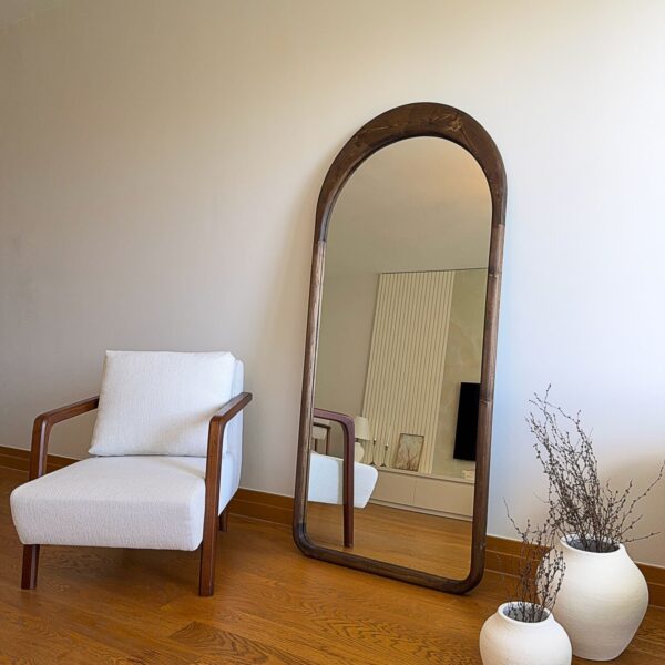 Oval Standspiegel aus Kiefernholz – 180x80 cm