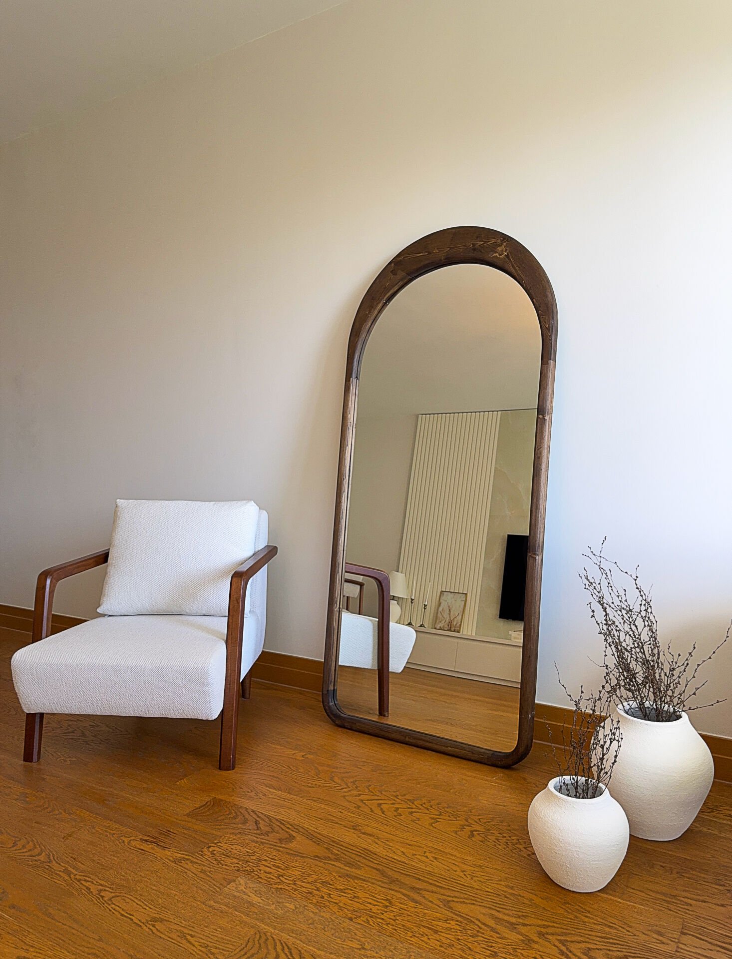 Oval Standspiegel aus Kiefernholz – 180x80 cm