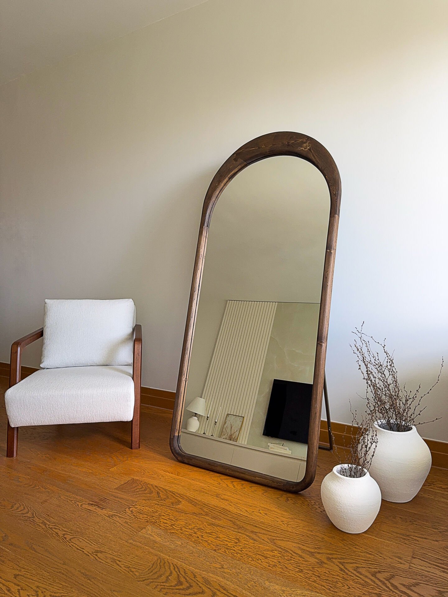 Oval Standspiegel aus Kiefernholz – 180x80 cm – Bild 2