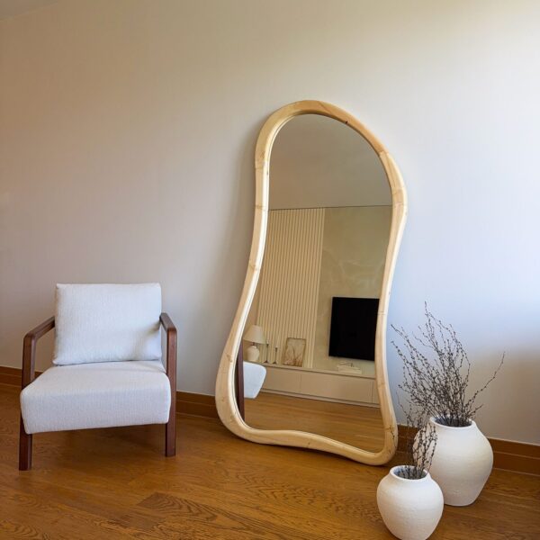 Alternative view of Handgefertigter Standspiegel mit Naturrahmen - 180x100 cm