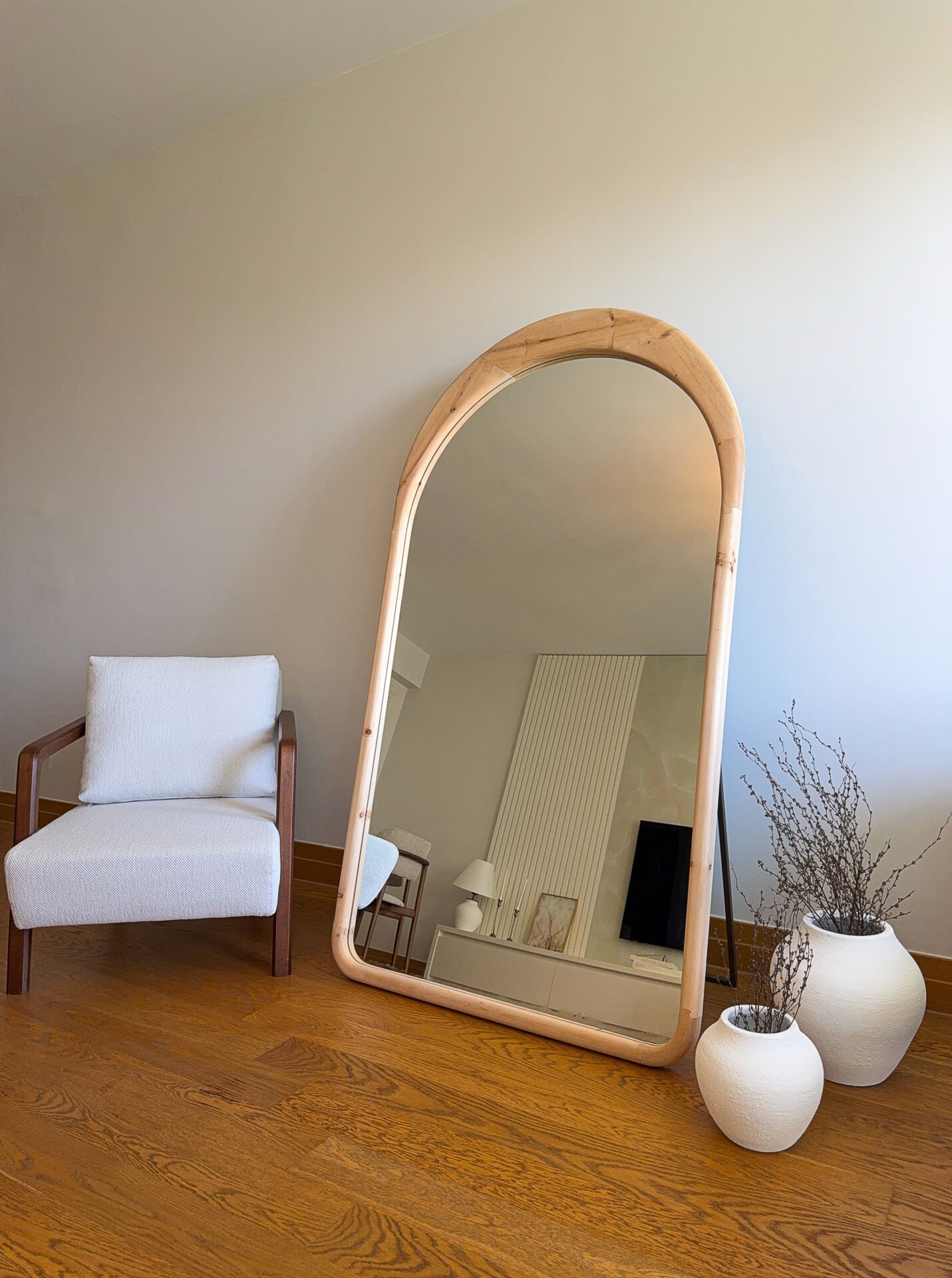 Ovaler Standspiegel Naturrahmen - 180x100 cm