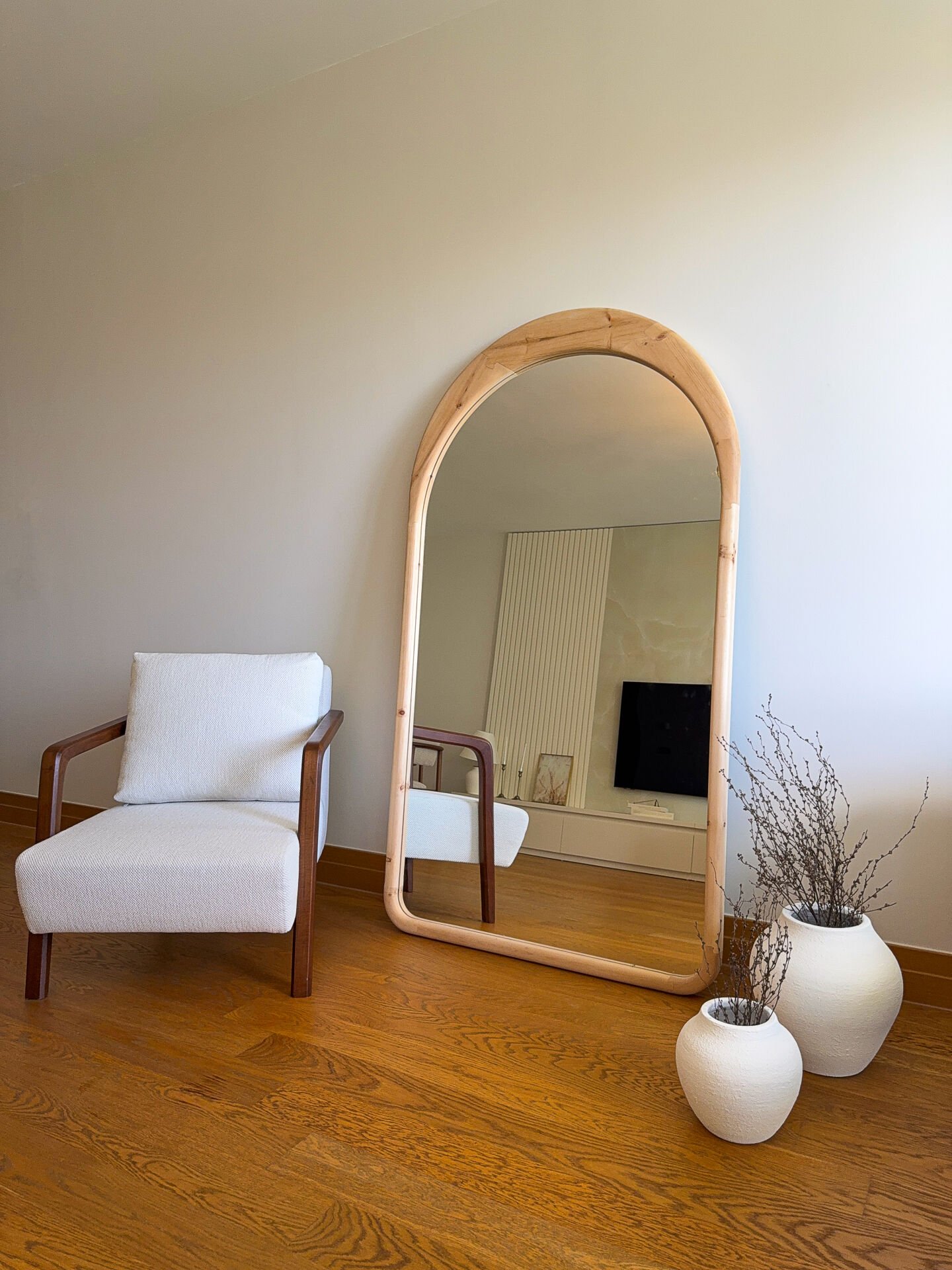 Ovaler Standspiegel Naturrahmen - 180x100 cm – Bild 2