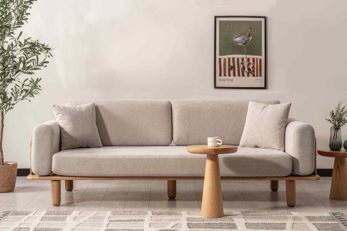 Diva 3-Sitzer Sofa, Buche massiv, Gestell natur