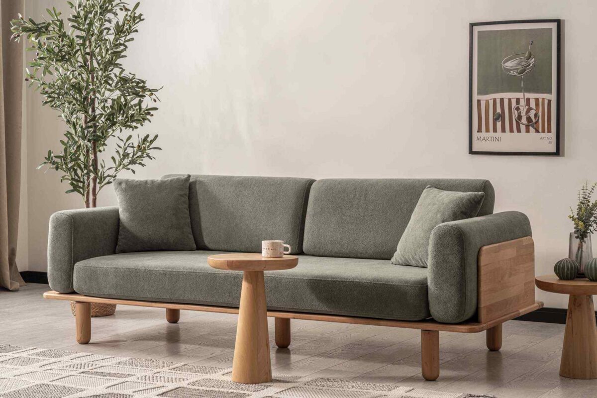 Diva 3-Sitzer Sofa, Buche massiv, Gestell natur – Bild 4