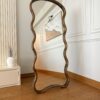 Standspiegel mit Kiefernholzrahmen – Wellenform 180x80 cm