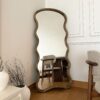 Standspiegel mit Kiefernholzrahmen – Wellenform 180x80 cm