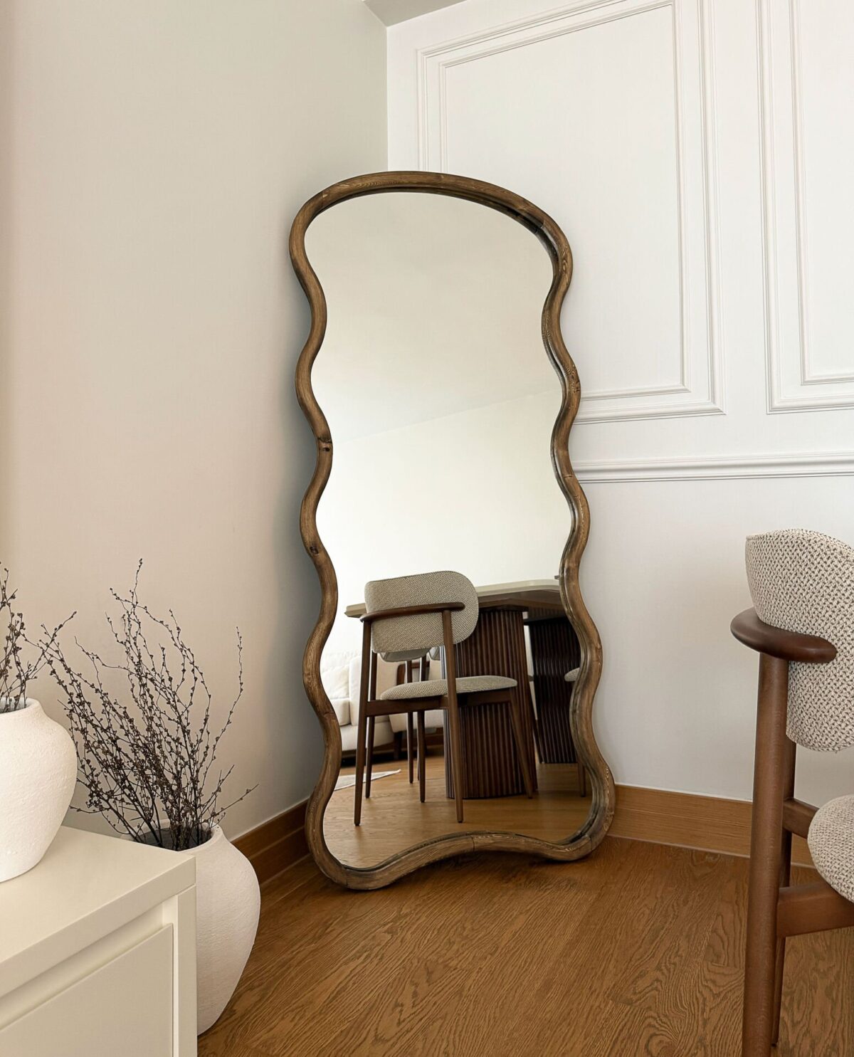 Standspiegel mit Kiefernholzrahmen – Wellenform 180x80 cm – Bild 3