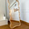 Standspiegel mit Naturholzrahmen – Wellenform 180x80 cm
