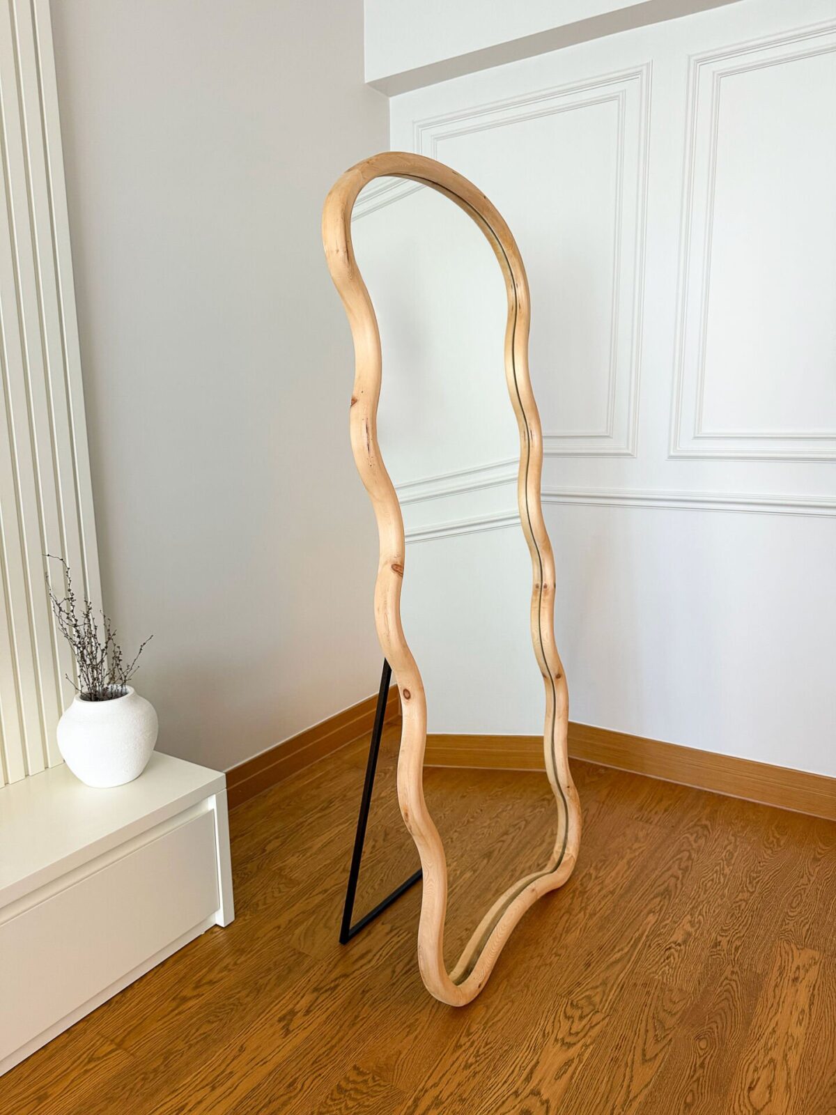 Standspiegel mit Naturholzrahmen – Wellenform 180x80 cm – Bild 2