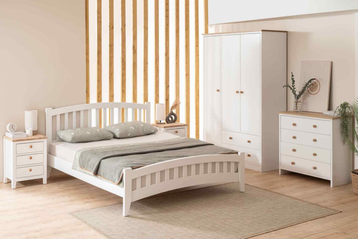 LRYA MODERNES LANDHAUS-BETT, PERLWEISS