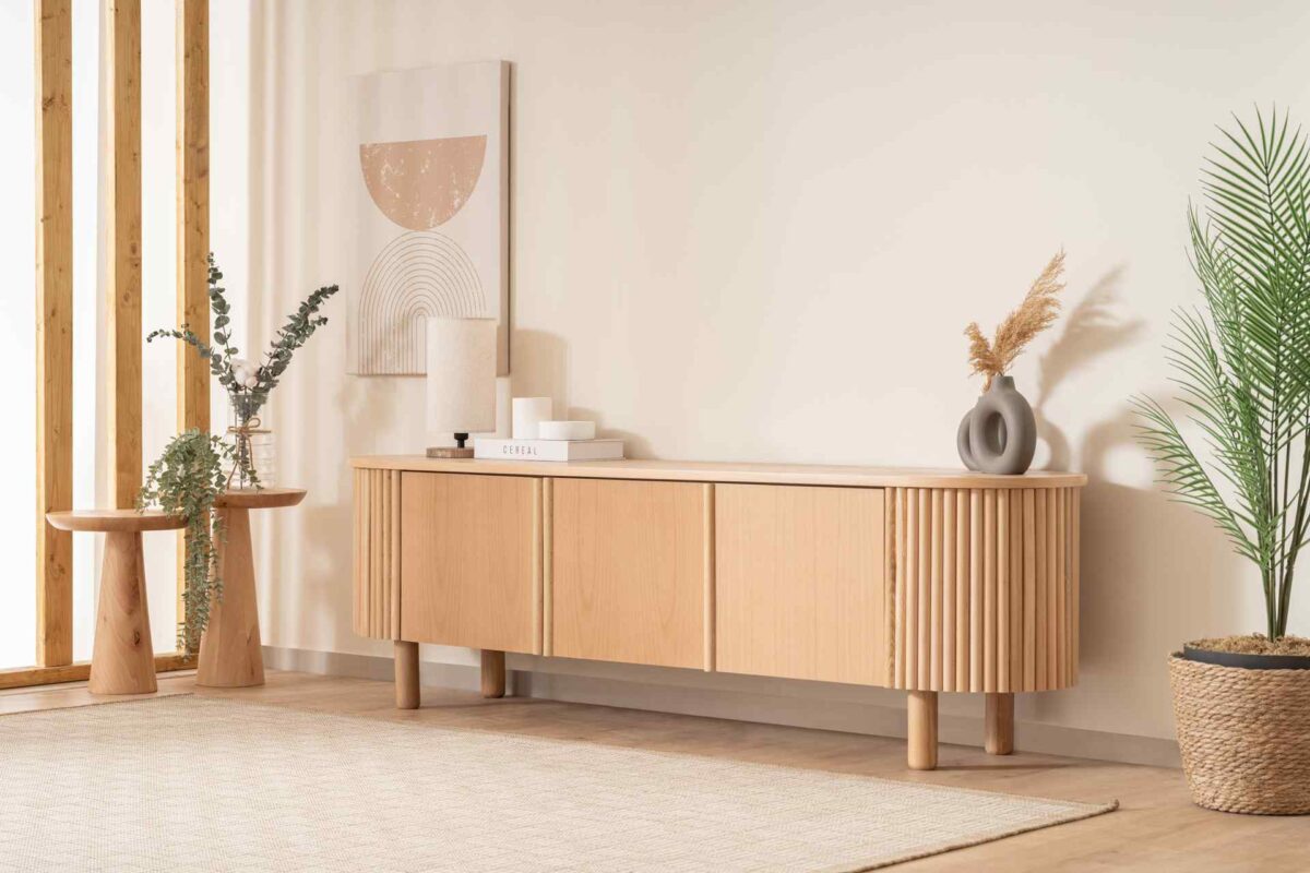 SOLI BOHO FERNSEHEN-EINHEIT AUS BUCHENHOLZ, BEIGE