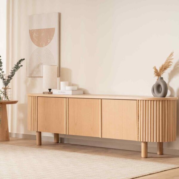 SOLI BOHO FERNSEHEN-EINHEIT AUS BUCHENHOLZ, BEIGE