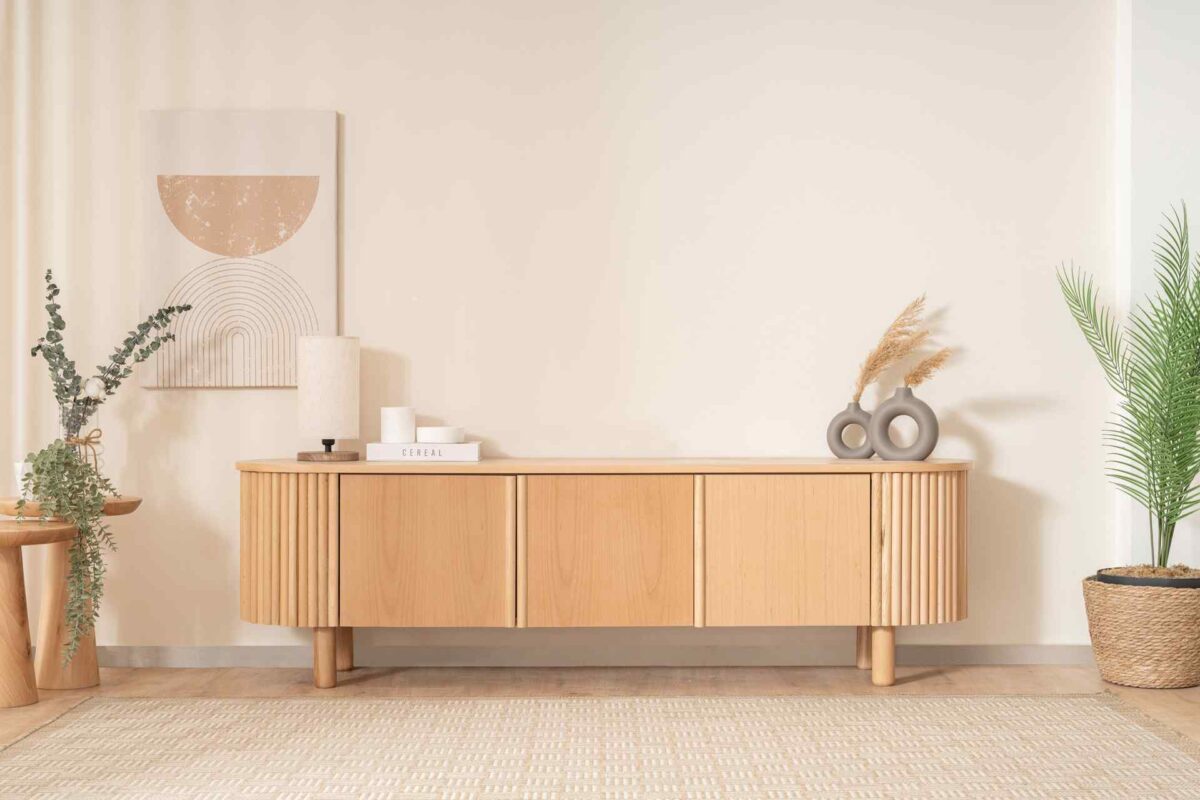 SOLI BOHO FERNSEHEN-EINHEIT AUS BUCHENHOLZ, BEIGE – Bild 2