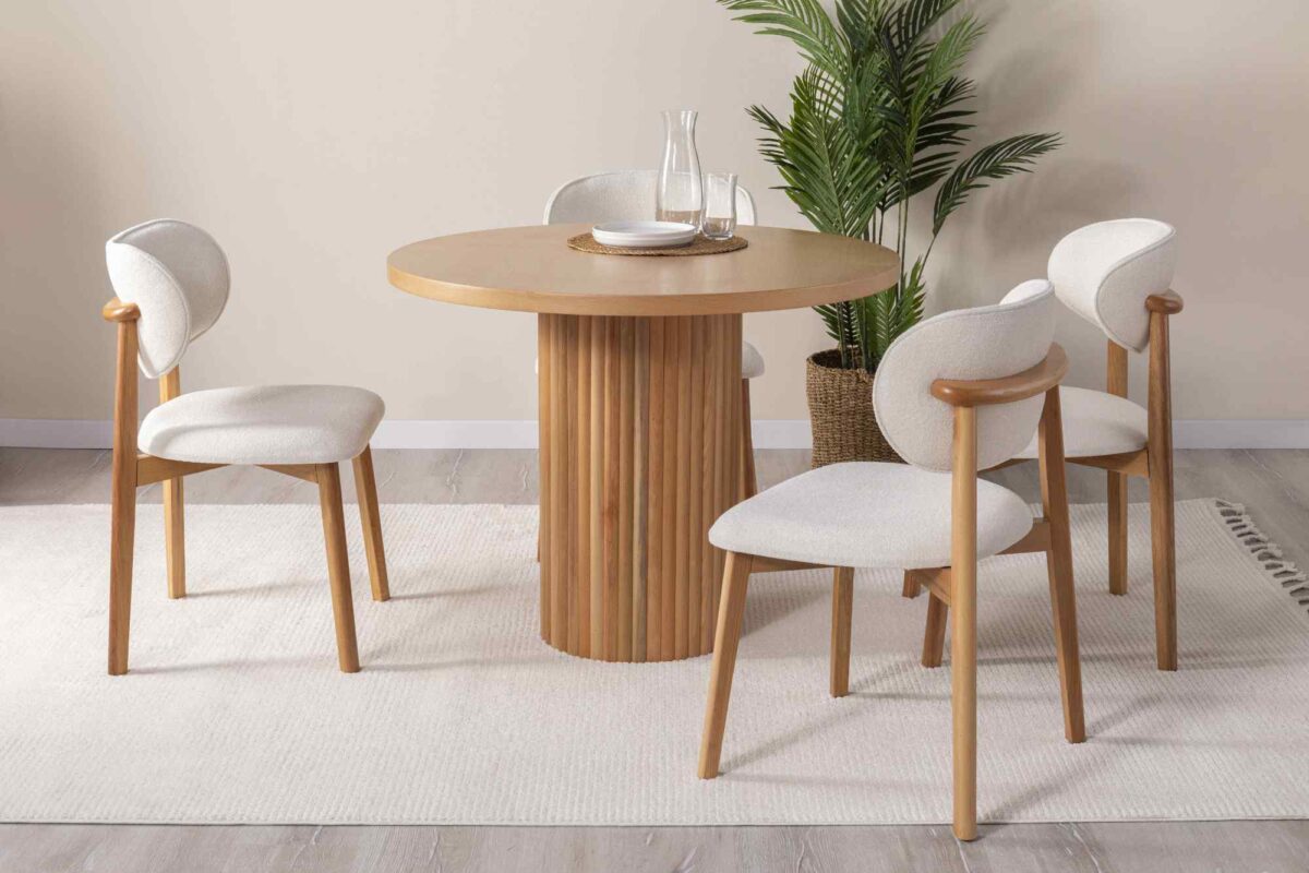 HERMES RUNDER BUCHENHOLZ-TISCH, BEIGE, 100X100 – Bild 2