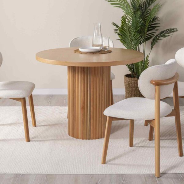 Alternative view of HERMES RUNDER BUCHENHOLZ-TISCH, BEIGE, 100X100