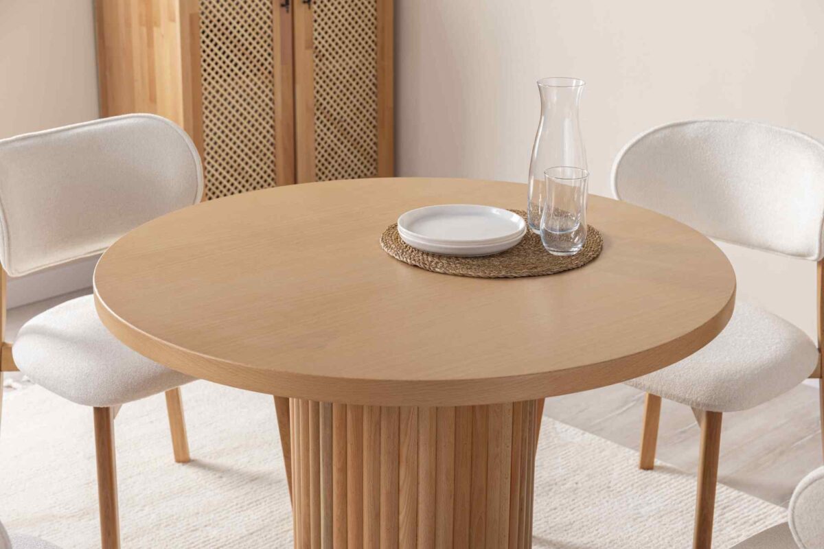 HERMES RUNDER BUCHENHOLZ-TISCH, BEIGE, 100X100 – Bild 3