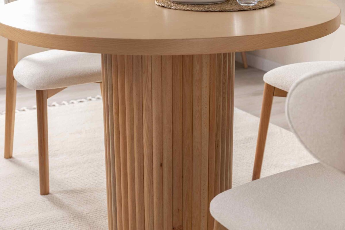 HERMES RUNDER BUCHENHOLZ-TISCH, BEIGE, 100X100 – Bild 4